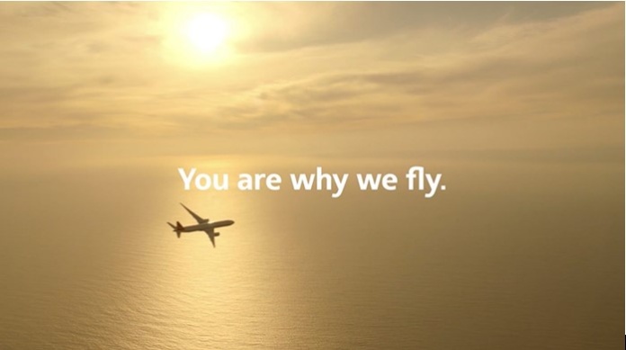 100 anuncios publicitarios con eslogan: Mejores slogans. American Airlines: Tú eres la razón por la que volamos.