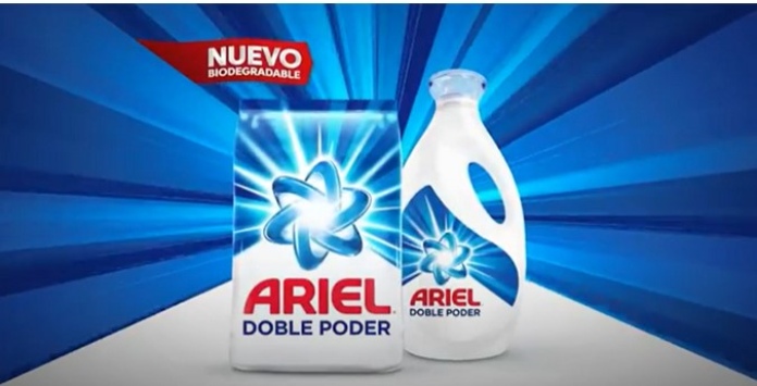 100 anuncios publicitarios con eslogan: Mejores slogans. Detergente Ariel: Ariel doble poder. 