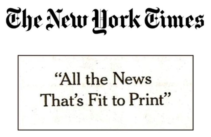 100 anuncios publicitarios con eslogan: Mejores slogans. The New York Times: Todas las noticias que merecen ser publicadas. 