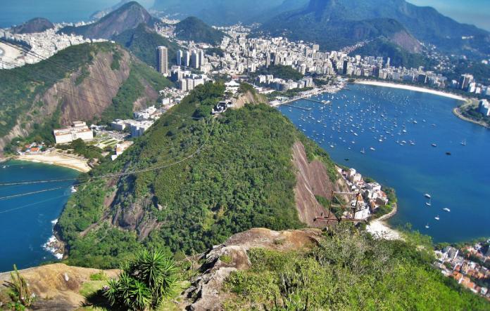  Vistazo aéreo de la playa de Copacabana.