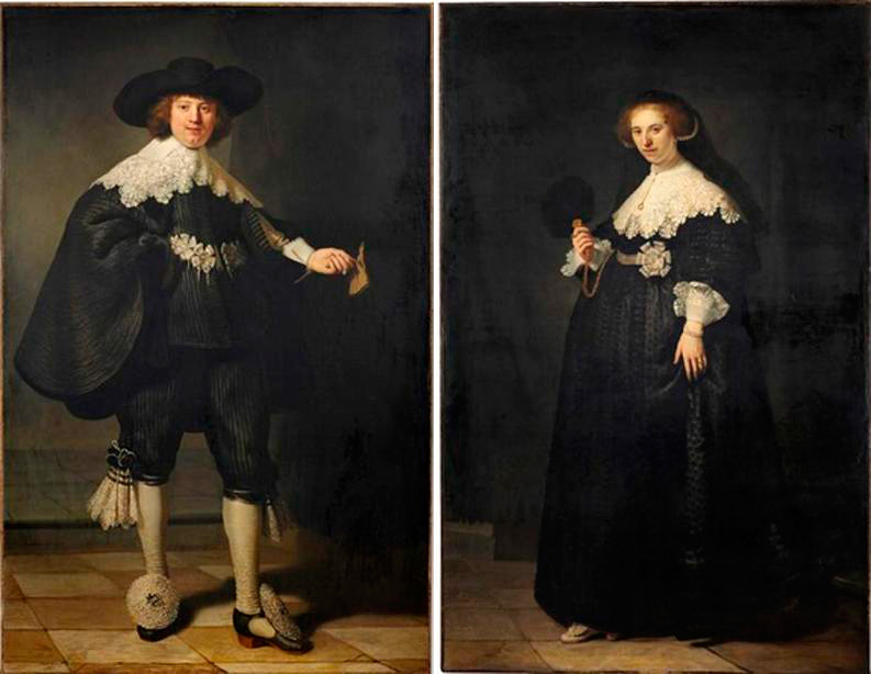 'Retratos colgantes de Marten Soolmans y Oopjen Coppit' de Rembrandt