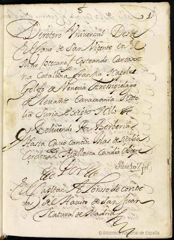 'Derrotero Universal' manuscrito de Alonso de Contreras