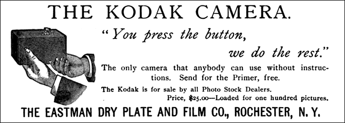 Anuncio de la primera cámara Kodak de 1888
