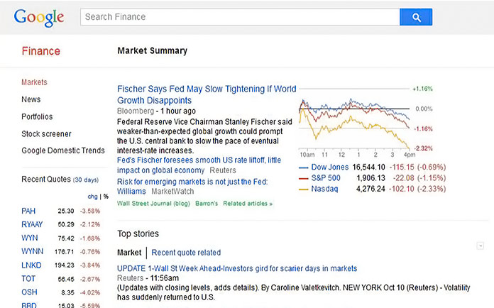 Apps para invertir en bolsa: Google Finance