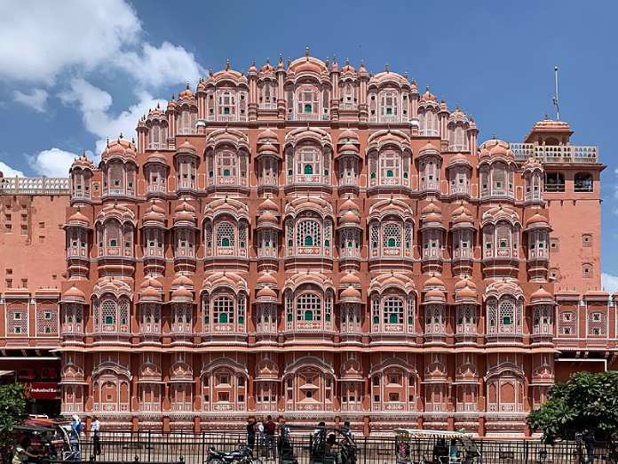 Arte indio. Palacio Hawa Mahal. Construido en 1799. Cultura Mogol.