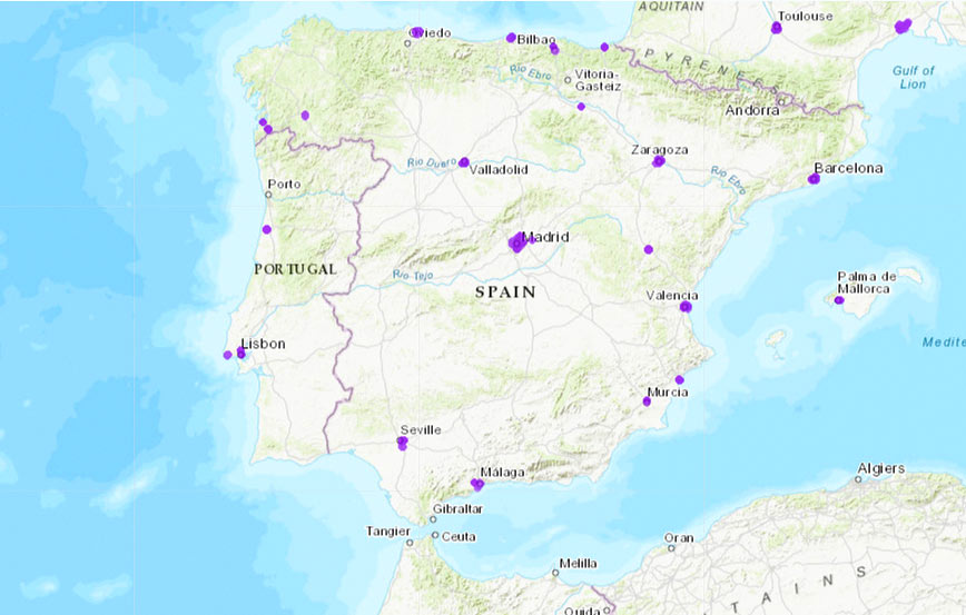 Mapa de la cobertura 5G en España en 2020