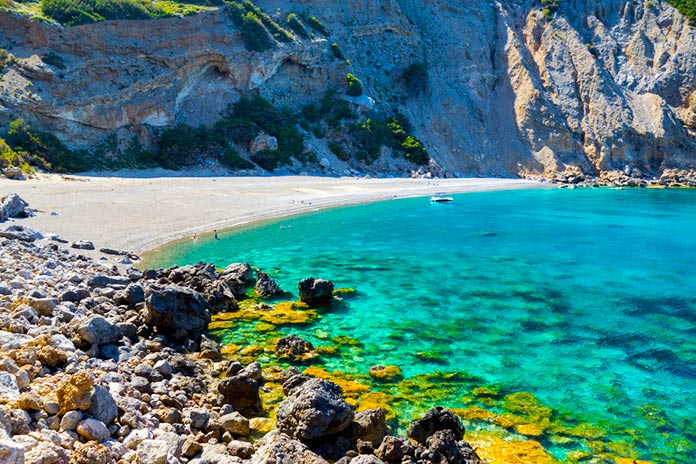 Vista de la playa Coll Baix en Mallorca