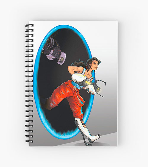 Cuaderno de espiral con Chell y GLaDOS