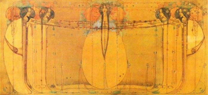 Cuadros modernistas. La Reina de Mayo, 1900. Margaret MacDonald.