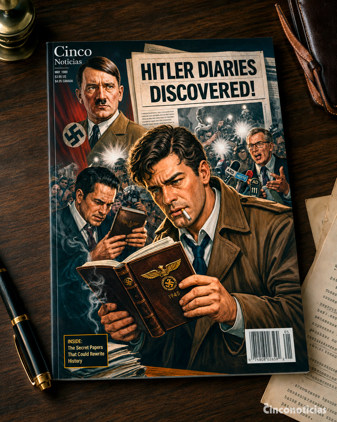 Portada de revista pulp inspirada en el caso de los diarios de Hitler de 1983