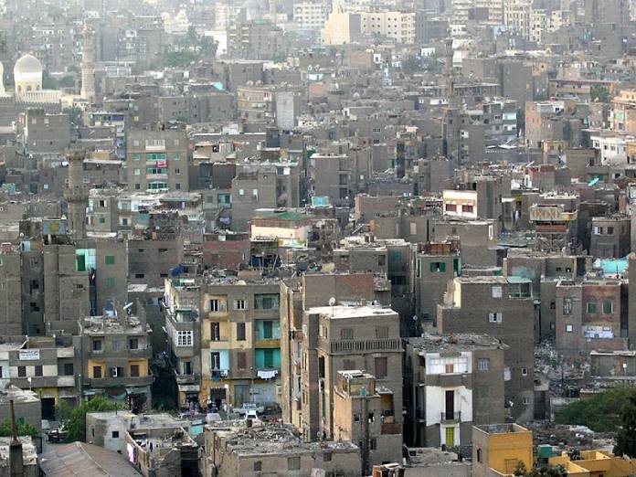 Ejemplos de megalópolis. El Cairo. Vista de edificios del Viejo Cairo. Diciembre 2002.