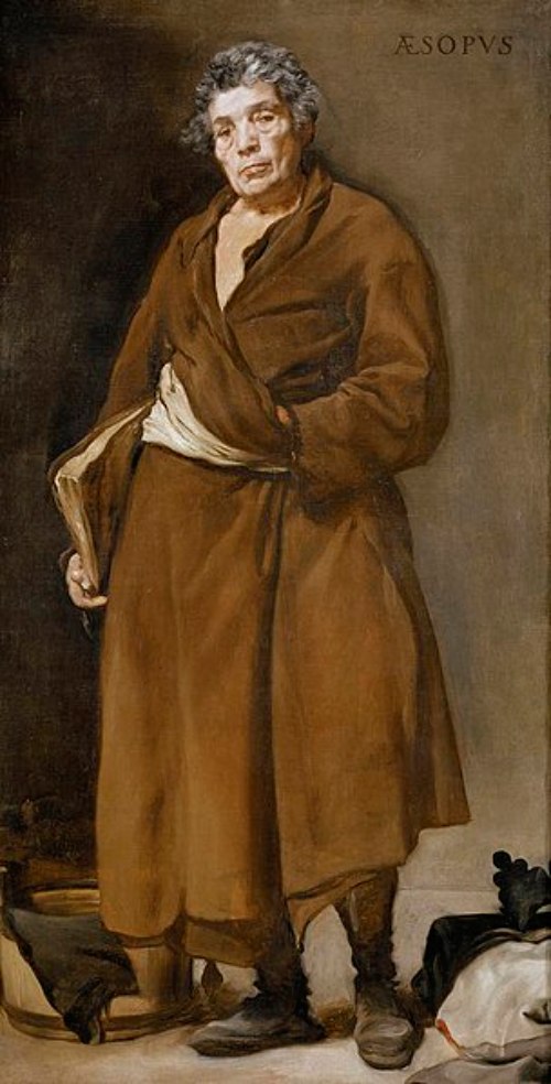 Época literaria antigua. Esopo. Cuadro del pintor sevillano Diego Velázquez, circa 1638. Museo del Prado, Madrid. 