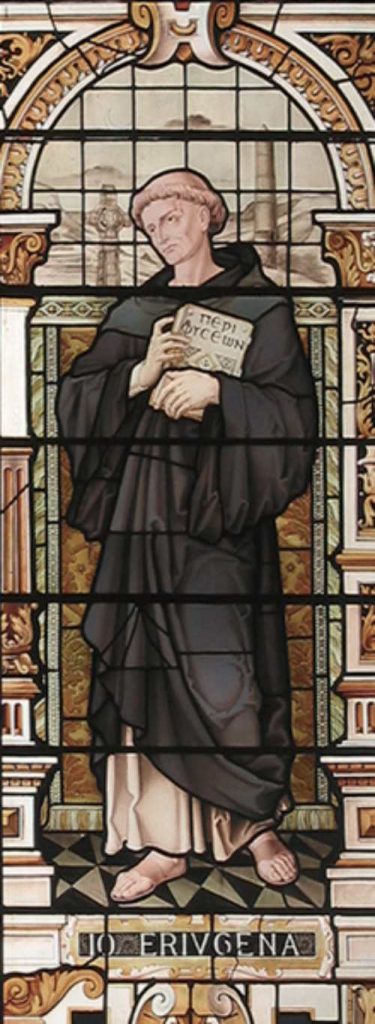 Filósofos cristianos. Juan Escoto Erígena. Vitral en la capilla de Emmanuel College. Cambridge.