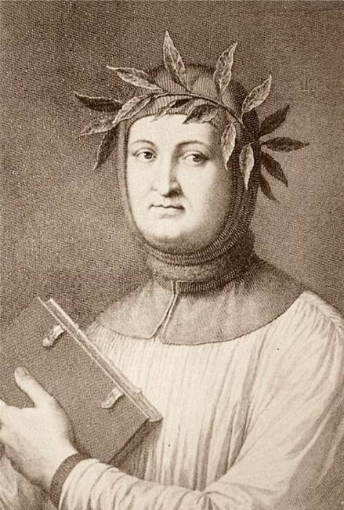 Filósofos humanistas. Francesco Petrarca. Grabado en acero del siglo XIX. Autor: Gustav Schauer.