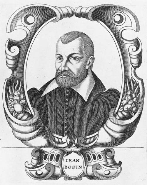 Filósofos humanistas. Jean Bodin. Antes de 1620. Retrato grabado.
