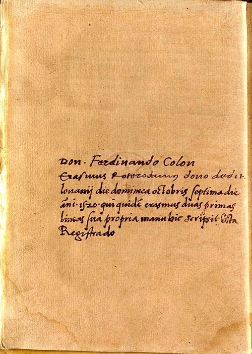 Nota manuscrita de Hernando Colón