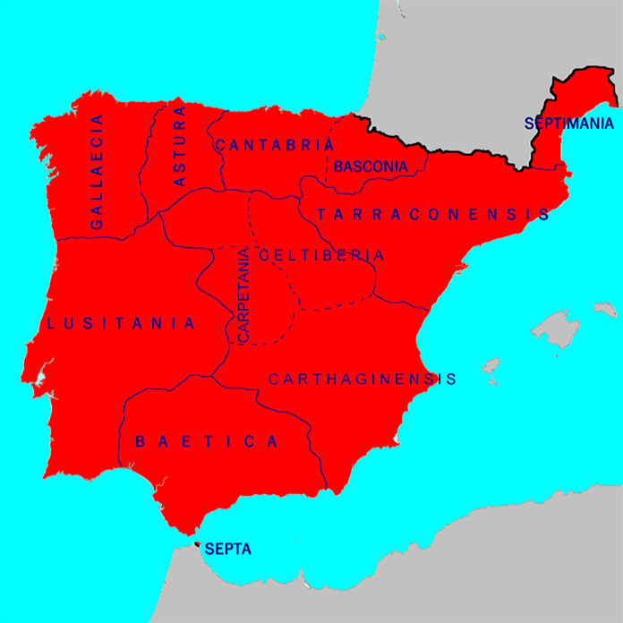 provincias de la Hispania Visigótica en 700 d. C. 