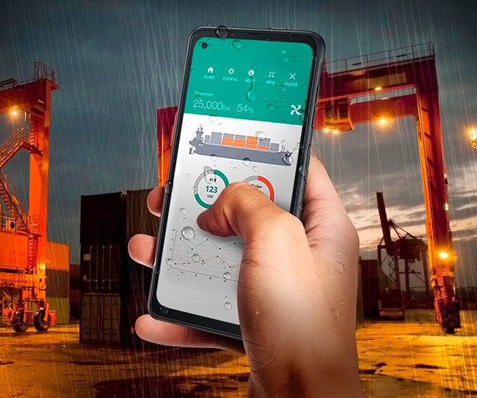 teléfono bajo la lluvia