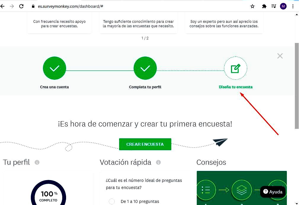 Páginas para hacer encuestas - Diseño encuesta SurveyMonkey