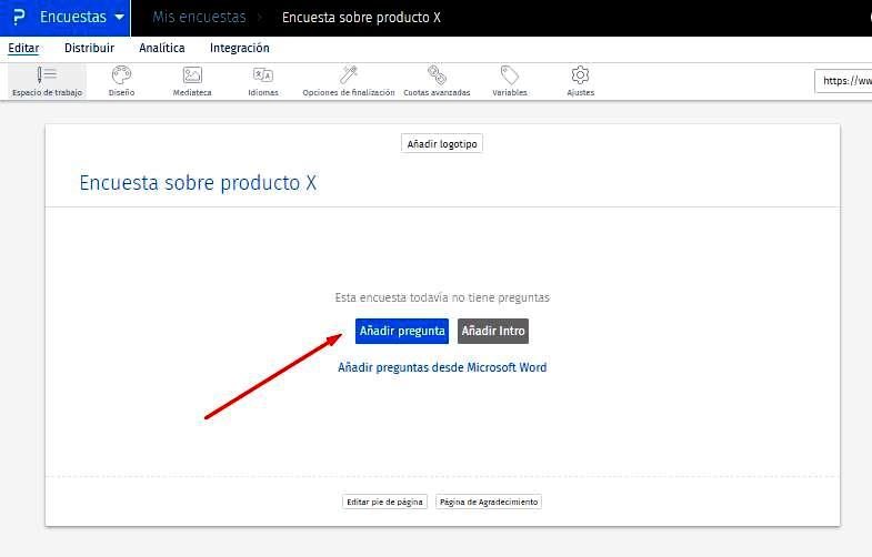 Páginas para hacer encuestas - Añadir preguntas Questionpro