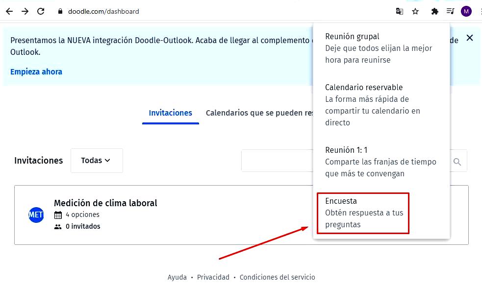 Páginas para hacer encuesta - Opciones Doodle