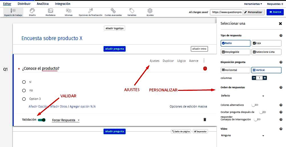 Páginas para hacer encuestas- Ajustes Questionpro