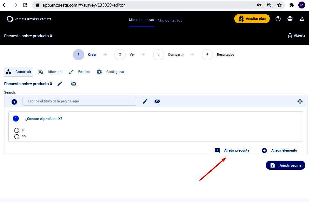 Páginas para hacer encuestas - Añadir las preguntas
