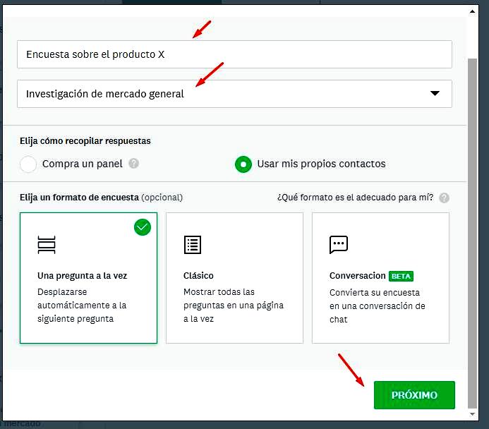 Páginas para hacer encuestas - Característica de la encuesta