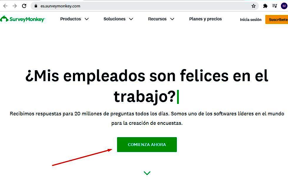 Páginas para hacer encuestas - Comenzar encuesta SurveyMonkey