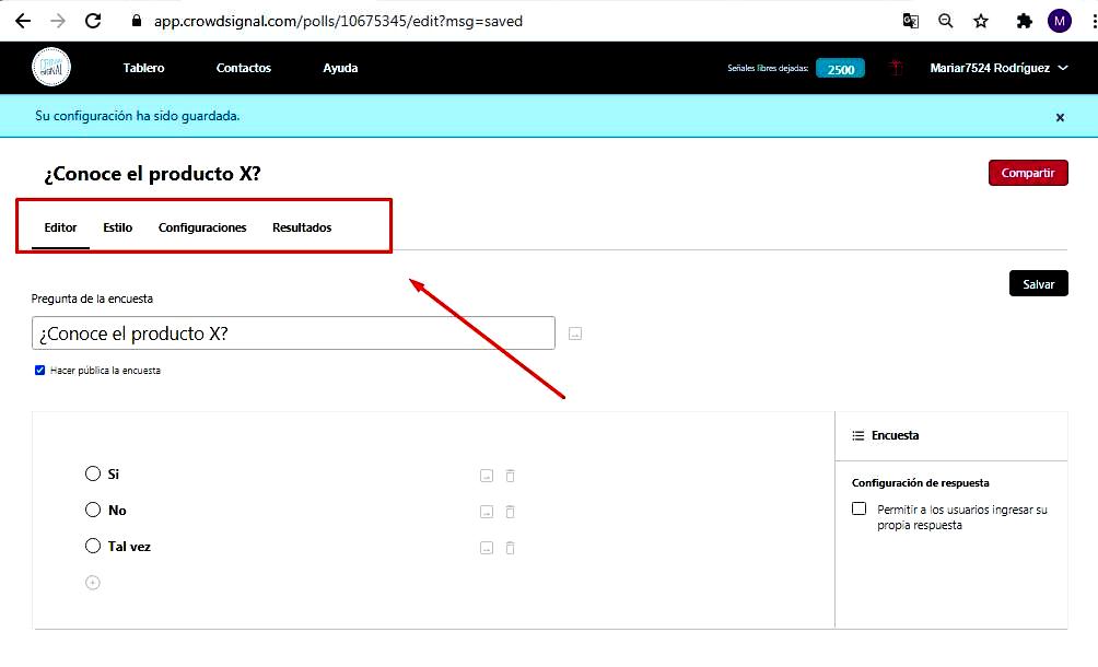 Páginas para hacer encuestas - Configuración de encuesta Crowdsignal