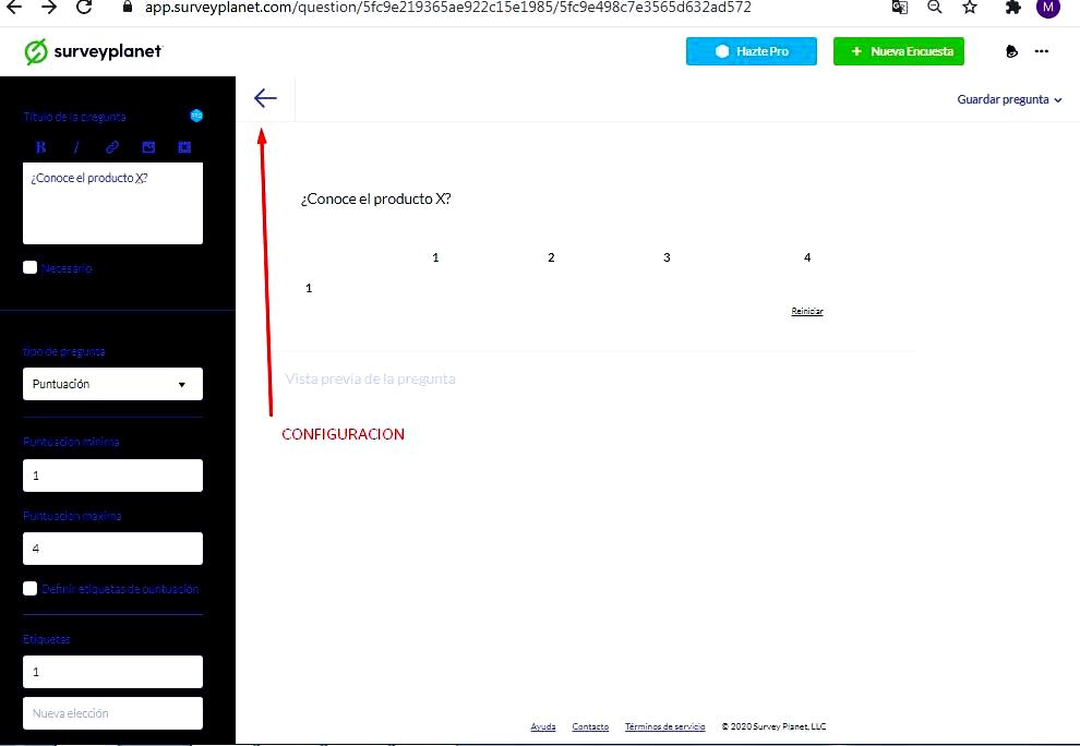 Páginas de hacer encuestas -  Configuración encuesta