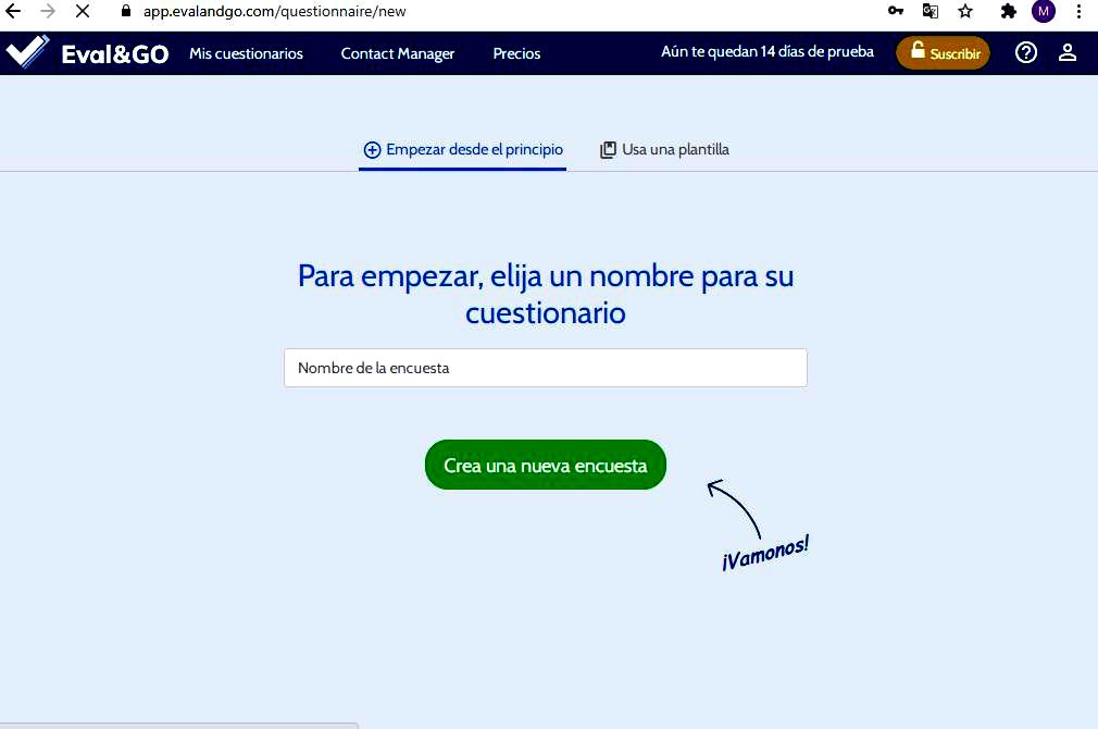 Páginas para hacer encuestas - Crear encuesta Evalandgo