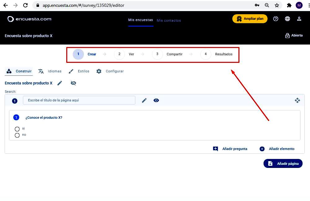 Páginas para hacer encuestas - Crear una nueva encuesta