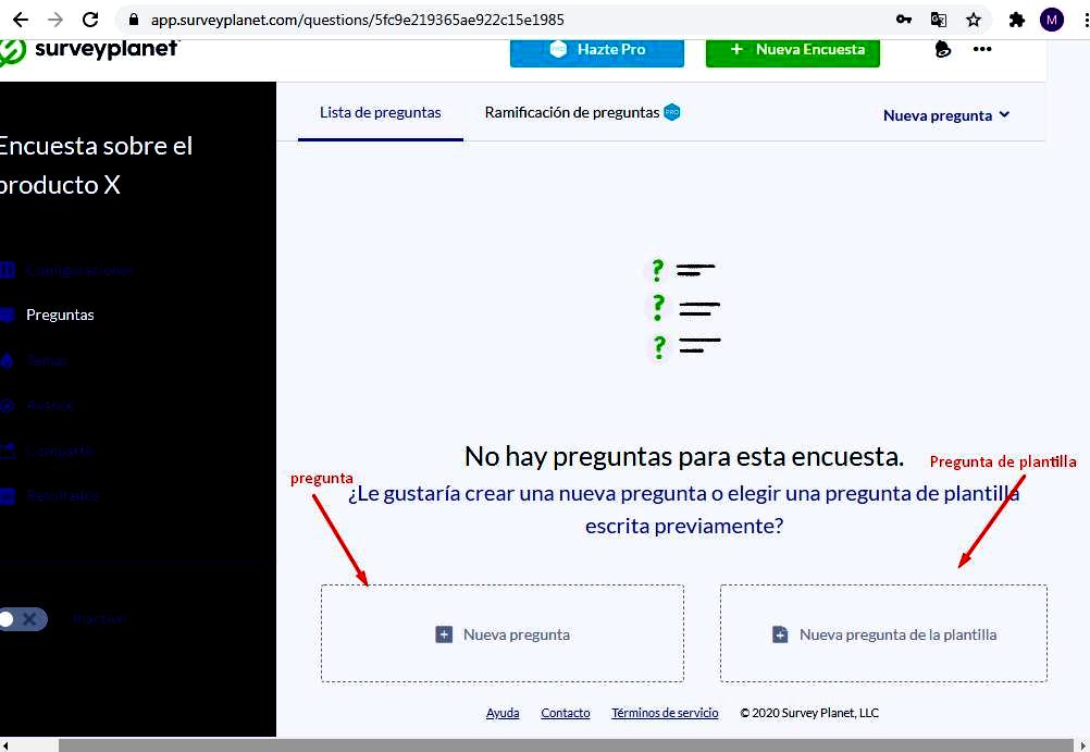 Páginas para hacer encuestas - Elección de la plantilla Surveyplanet