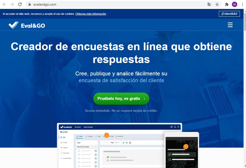 Páginas para hacer encuestas - Entrar a la plataforma Evalandgo