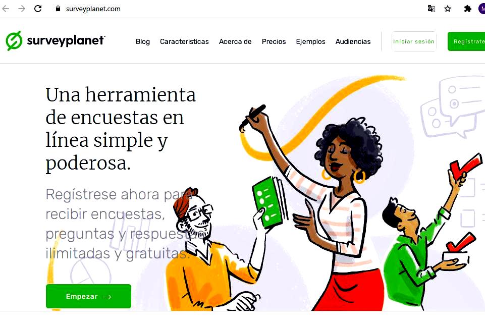 Páginas para hacer encuestas - Entrar a Surveyplanet