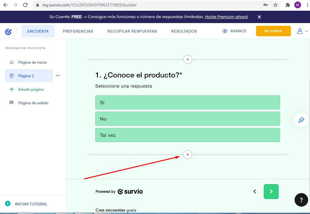 Páginas para hacer encuestas - Incluir preguntas Survio