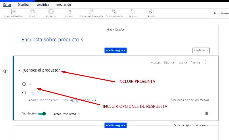 Páginas para hacer encuestas - Incluir preguntas