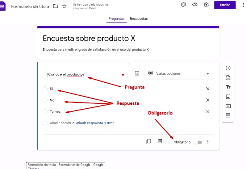 Páginas para hacer encuestas - Añadir preguntas Google Forms