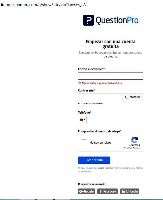 Páginas para hacer encuestas - Ingresar a encuesta 