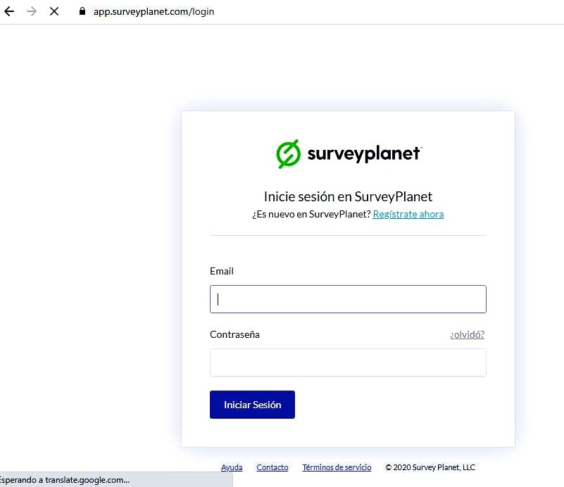 Páginas para hacer encuestas - Inicio de sesión Surveyplanet