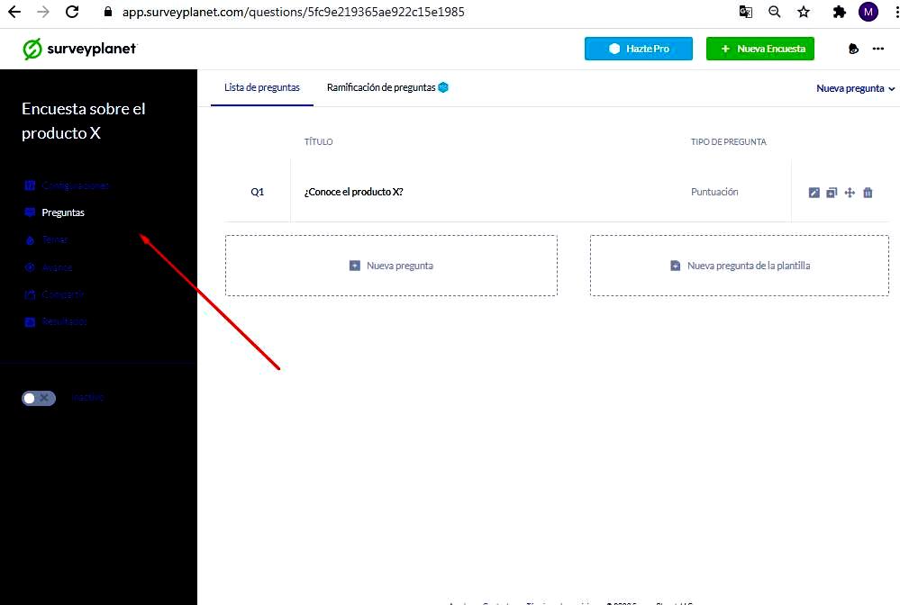 Páginas para hacer encuestas - Opciones de configuración de Surveyplanet