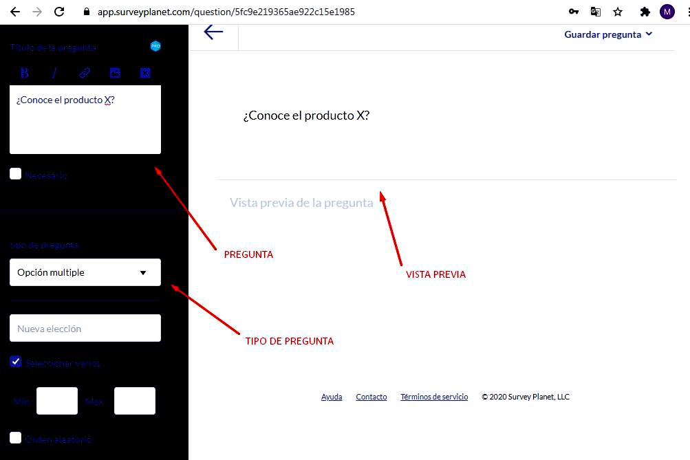 Páginas para hacer encuestas - Opciones de encuesta Surveyplanet