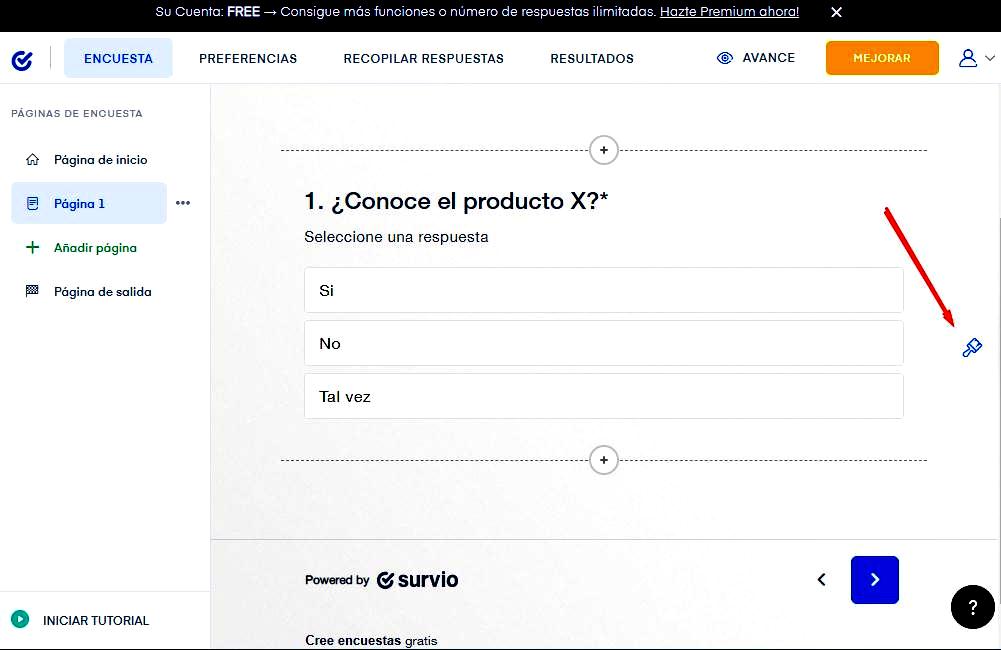 Páginas para hacer encuestas - Personalización de encuesta Survio