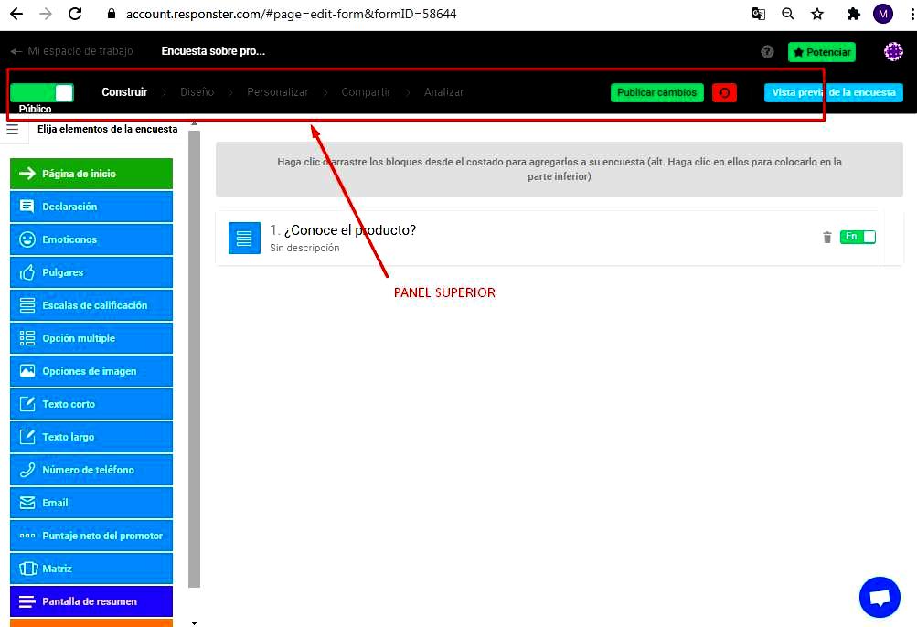 Páginas para hacer encuestas - Personalizar encuesta Responster