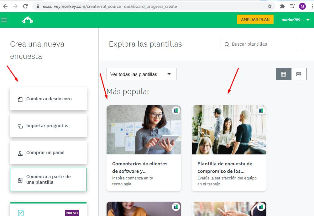 Páginas para hacer encuestas - Plantillas SurveyMonkey