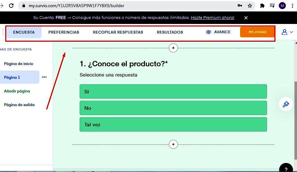 Páginas para hacer encuestas - Opciones de preferencias Survio