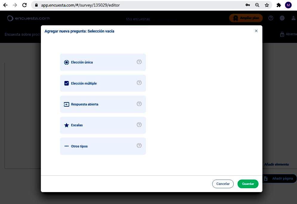 Páginas para hacer encuestas - Añadir preguntas