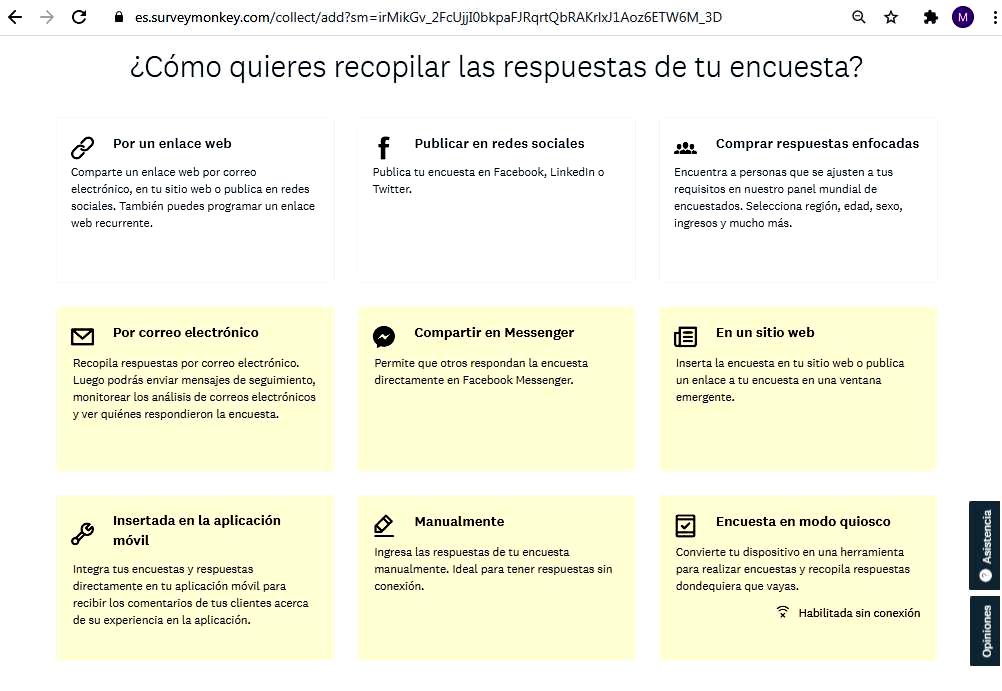 Páginas para hacer encuestas - Publicación de la encuesta SurveyMonkey