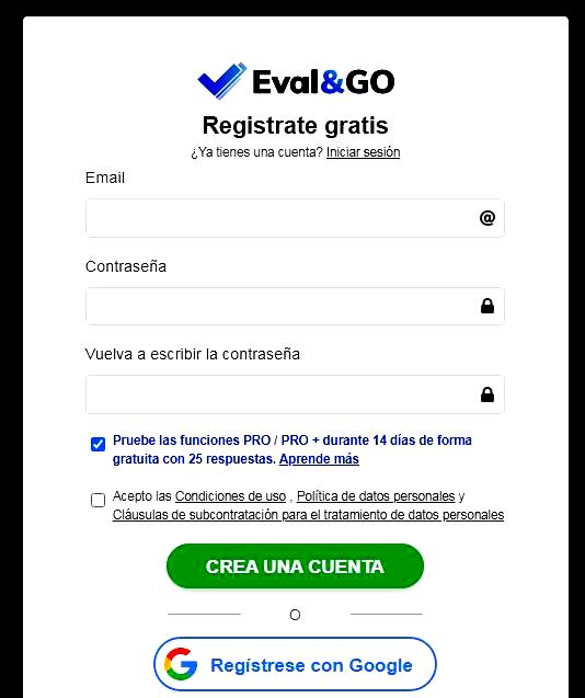 Páginas para hacer encuestas - Registro en Evalondgo